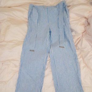 Michael Kors Wide Leg Legged Pants Striped White and Blue Size 8